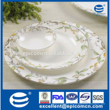 Elegante casa nueva hueso china platos con ensalada tazón